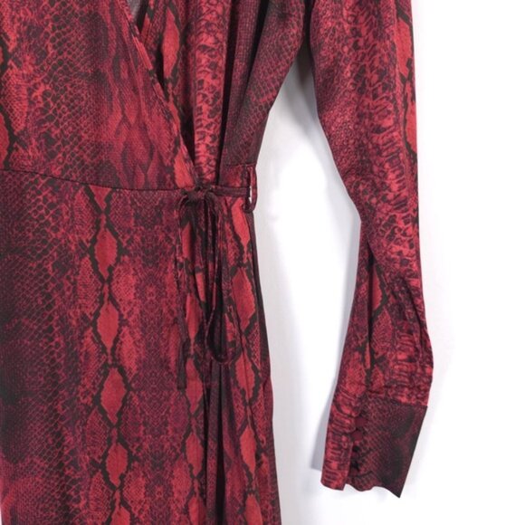 NWT ANDAMANE BEBERLY Wrap Midi Dress Red Python Print MADE IN ITALY 🇮🇹 Size XS - Picture 9 of 16